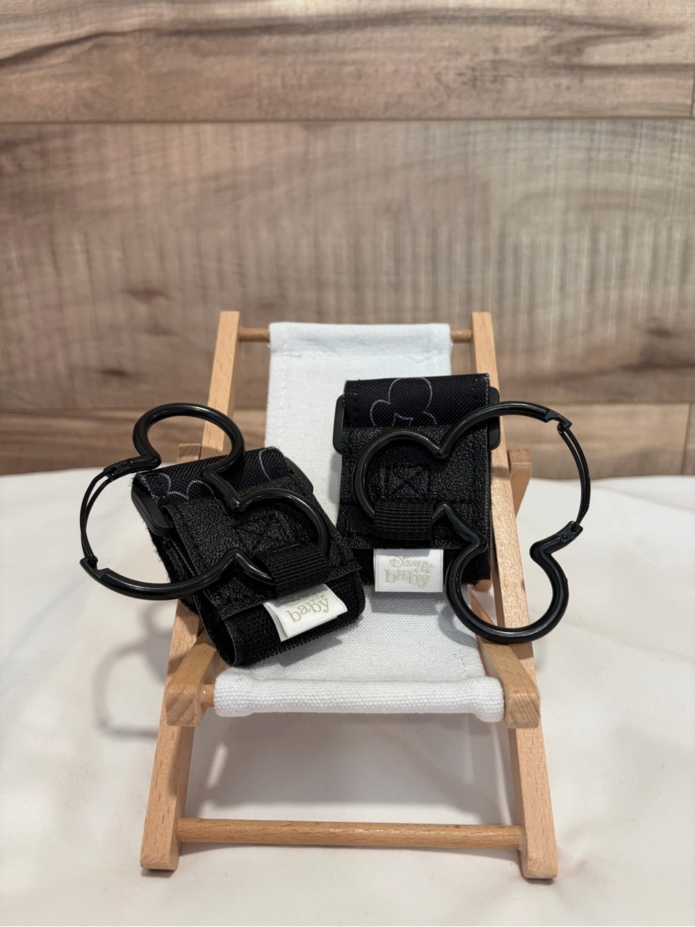 Disney Baby Black Mickey-Shaped Velcro/ Clips - Set of 2